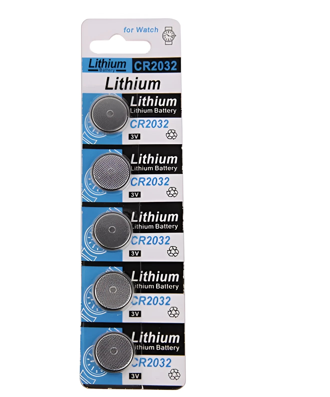 CR2032 3 volt lithium button battery coin cell on a card