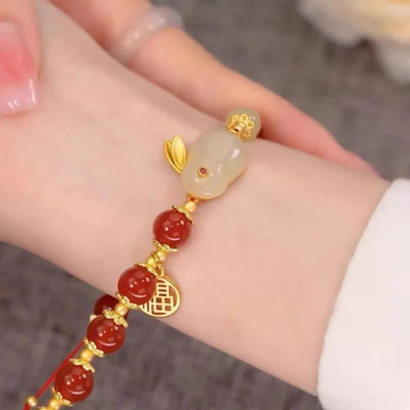 Chinese style glass bracelet with bamboo joint design elements in multiple colour options