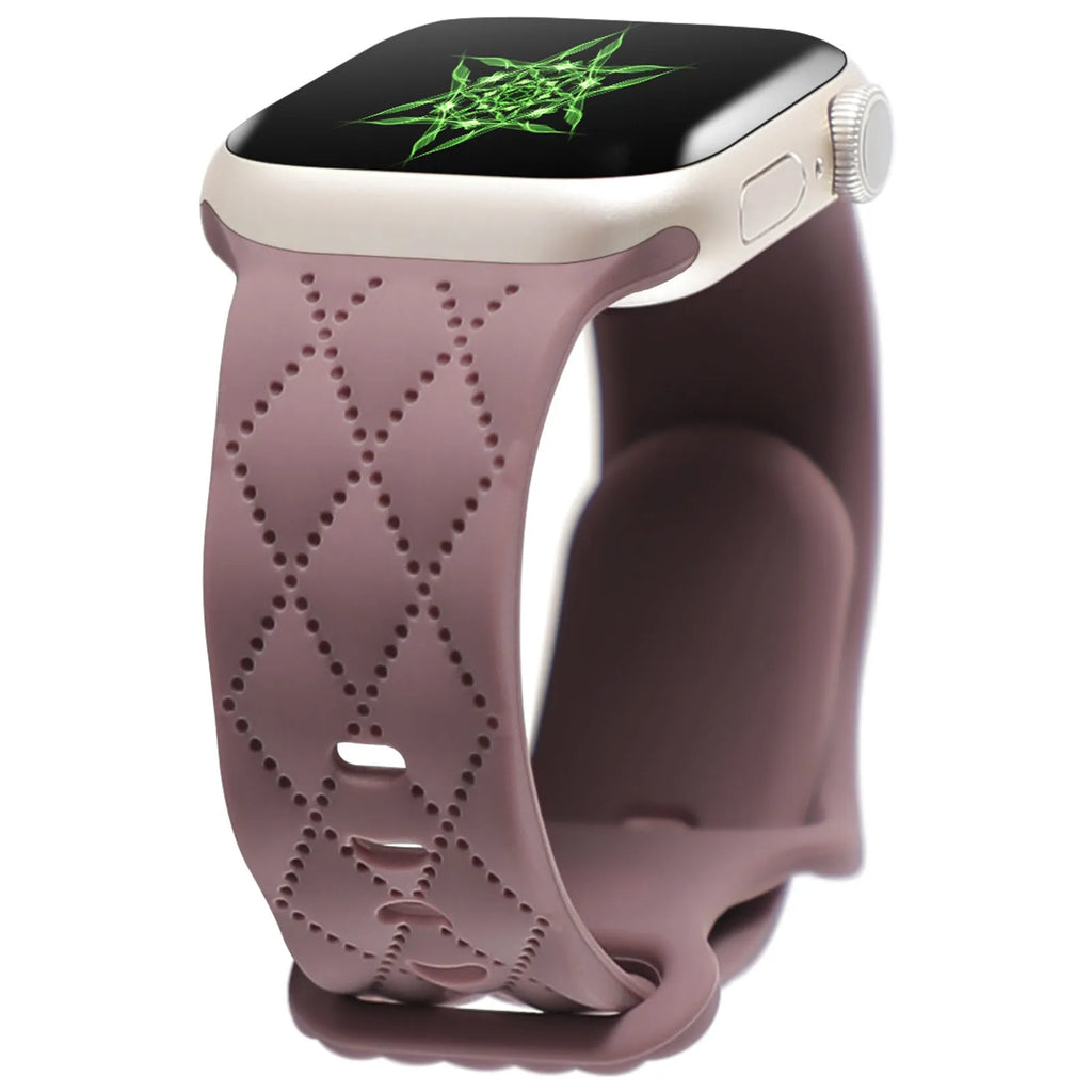 Silicone Apple Watch strap with butterfly buckle, shown in black, 38/40/41mm size