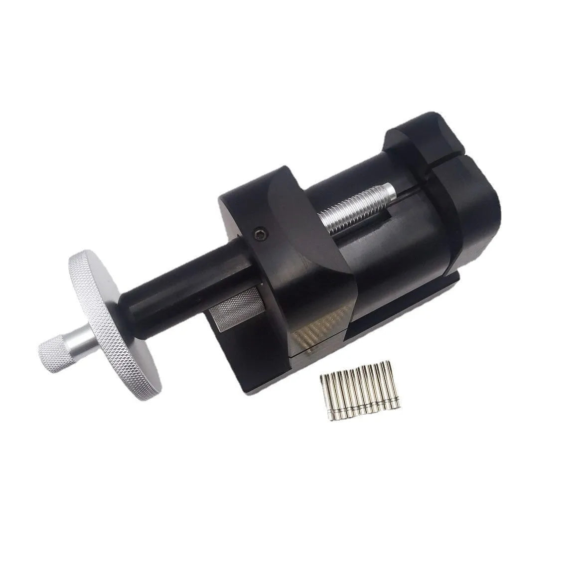Alloy steel watch strap stripping machine tool for watch repair on a workbench