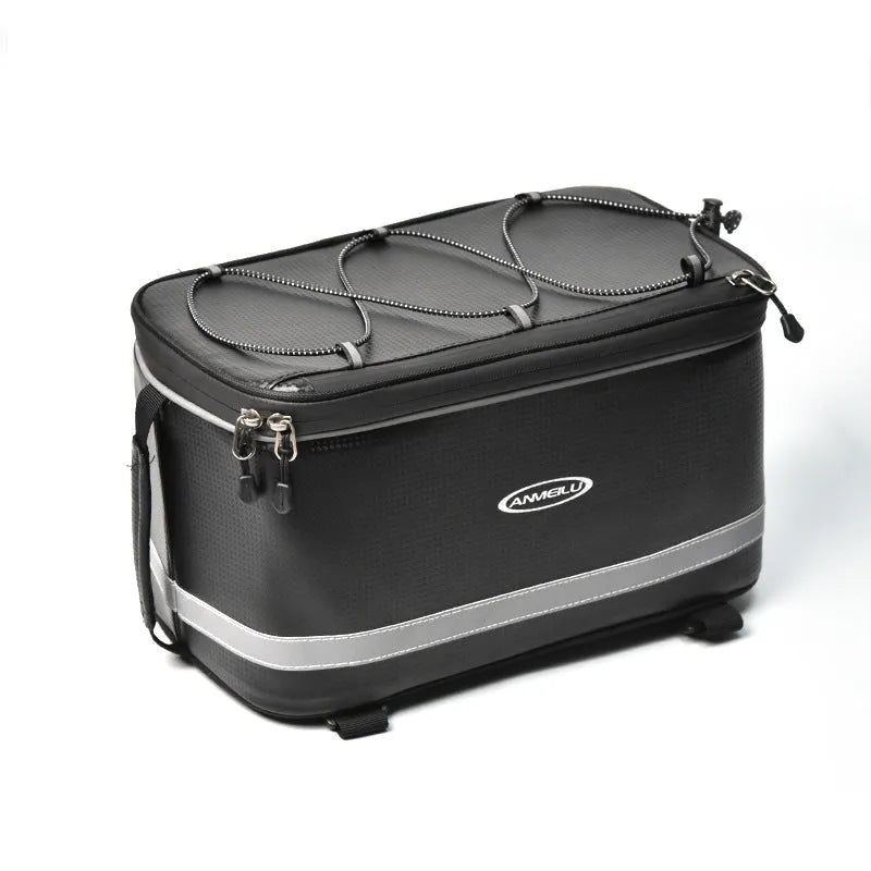 Black 12L waterproof backseat bag for car rack and bicycle equipment storage