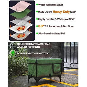 Green foldable cloth cat cage shown in three size options: S, M and L.