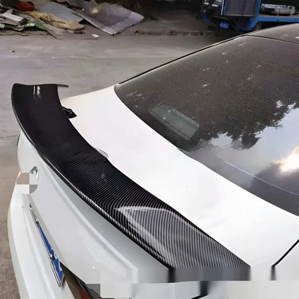 Universal punch-free fixed-air car spoiler tail wing made from black ABS plastic.