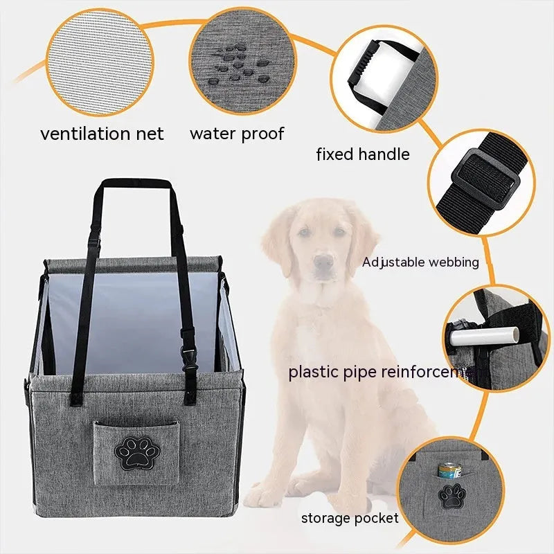 Oxford cloth foldable pet crate in black colour with 49cm square base