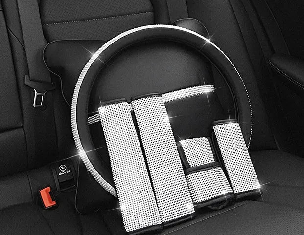 Car steering wheel handle set in PU leather with anti-slip design for 38cm steering wheels, multiple colours