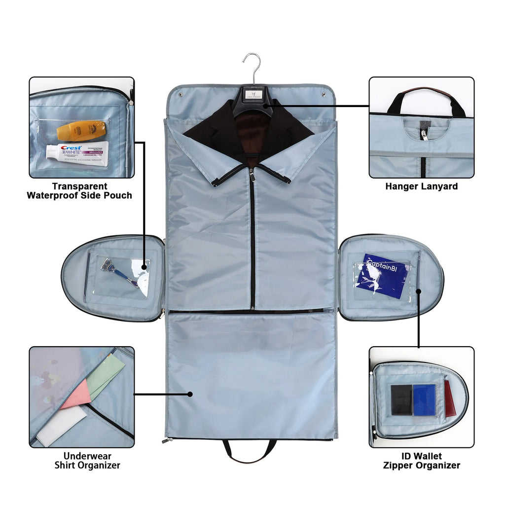 Folding dark blue Oxford cloth duffle bag with 36-55 litre capacity.