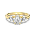 S925 sterling silver ring with three main stones in drop shape, gold or white gold colour, sizes 5 to 9