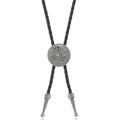 Pentagram cow alloy pendant necklace with leather rope chain, antique bronze or silver finish, 81cm and above