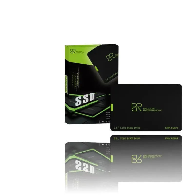 Personalised solid state drive with SATA 3.0 interface in black plastic housing showing capacity options