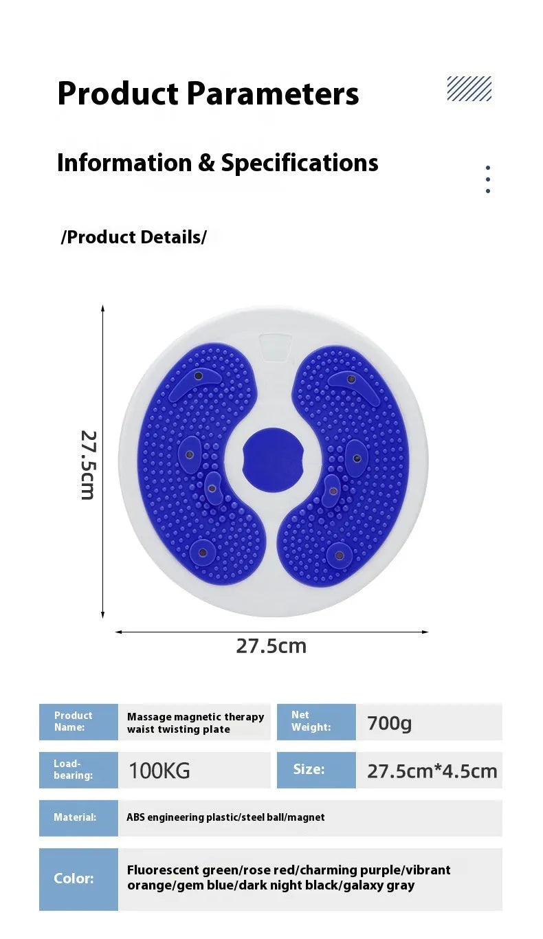 Blue twisting abdominal disc with rope on flat floor for home waist exercise and body shaping