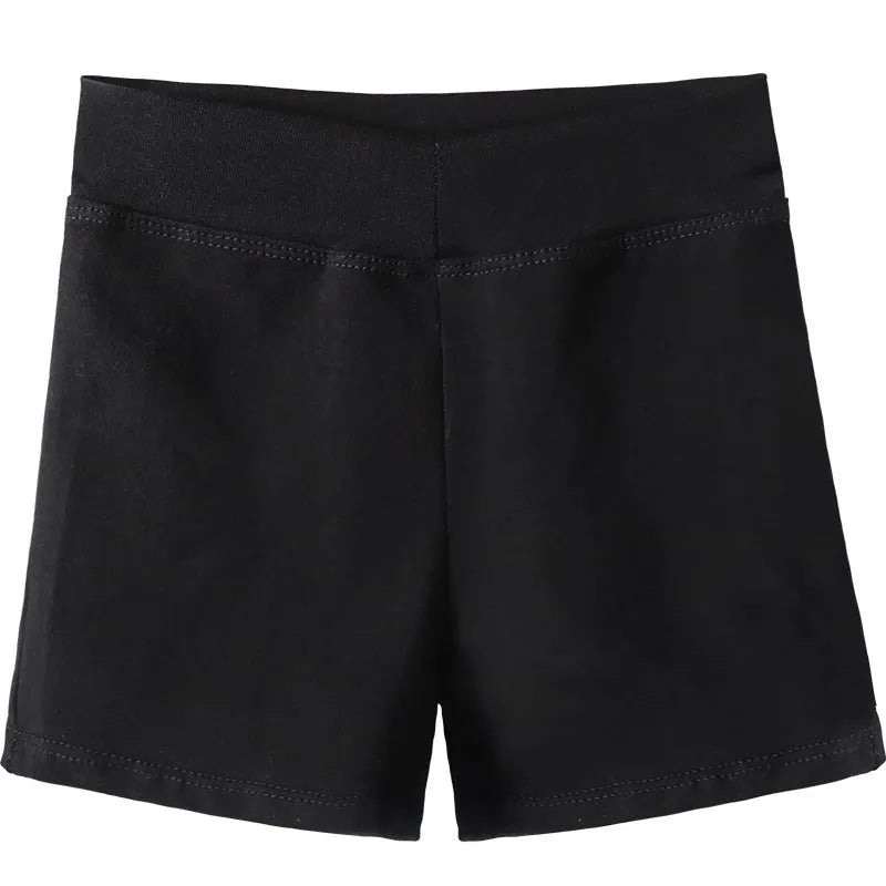 Black women's cotton dance shorts for ballet practice and fitness exercise.