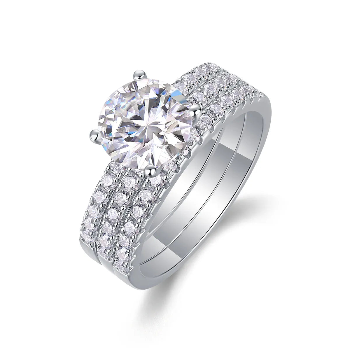 2-carat moissanite ring set in S925 silver with platinum plating, GRA certificate and gift box, sizes 5 to 9
