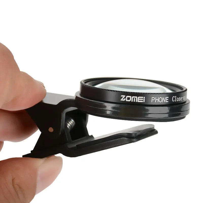 Smartphone macro photography lens with aluminium alloy frame and clip attachment