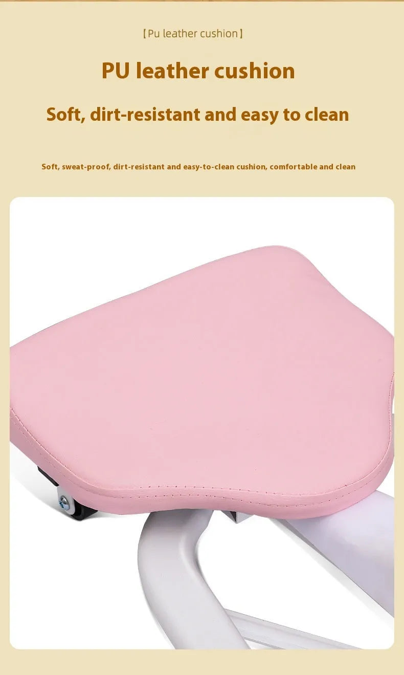Steel frame leg opener stretching device in pink colour with optional backrest