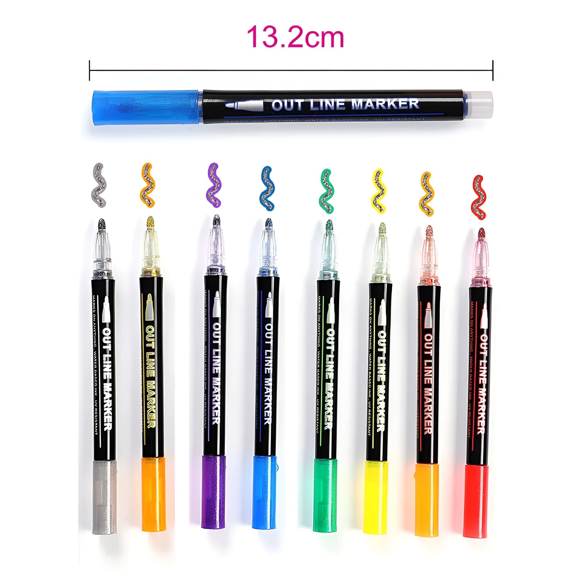 8-colour double line highlighter pen set in PET packaging showing plastic construction