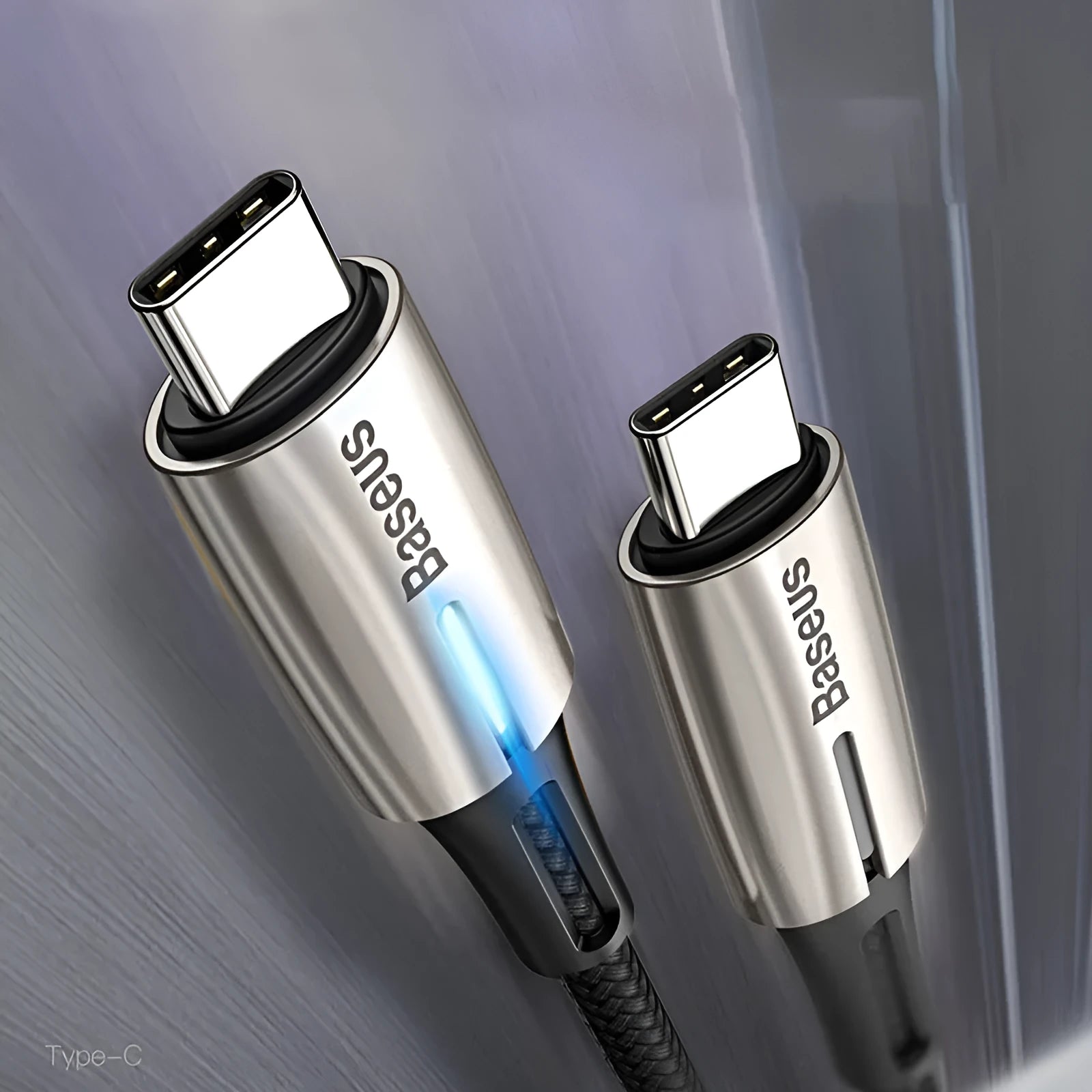 Purple and red dual Type-C data cable with PD60W fast charging support, 1 metre length