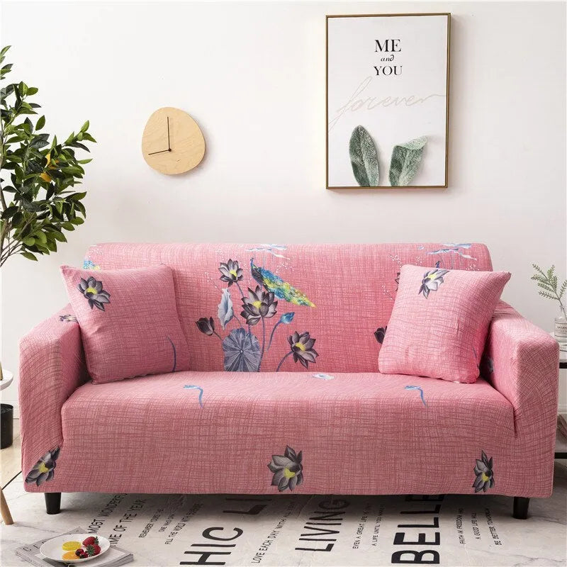 Elastic polyester sofa cover with striped pattern in modern simple style, available in multiple seat sizes.