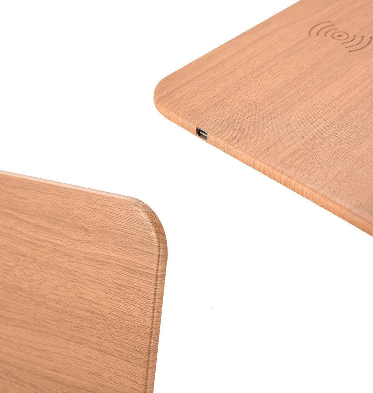 5W wooden wireless charger with ABS and PU leather surface, Qi 1.1 compliant, black finish