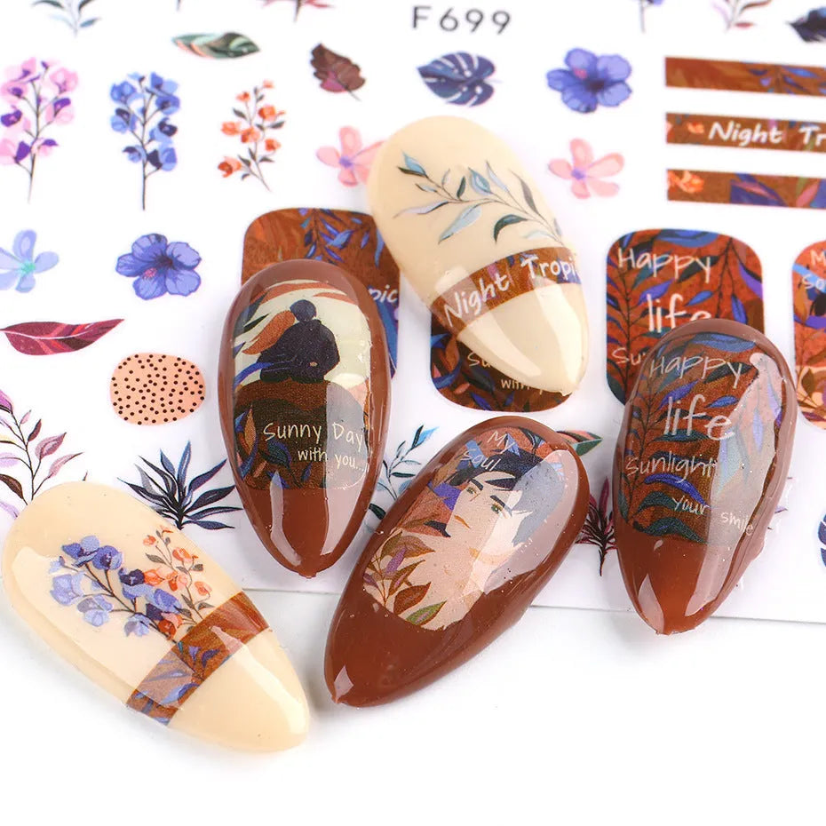 Floral Series nail sticker self-adhesive decal 3g for home manicure