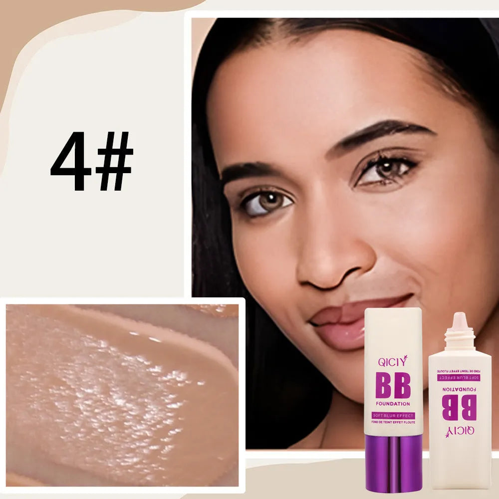 BB cream foundation in feeding bottle tube with ten colour shade options for brightening coverage