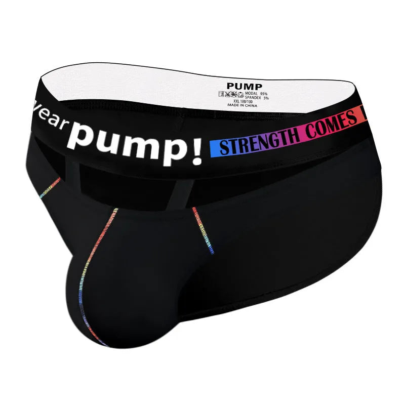 Men's solid colour modal briefs in black on a white background, showing low waist design.