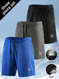 Men's quick-drying polyester cotton blend outdoor training shorts with zipper pocket, five-point length, mid waist, colour black, side view