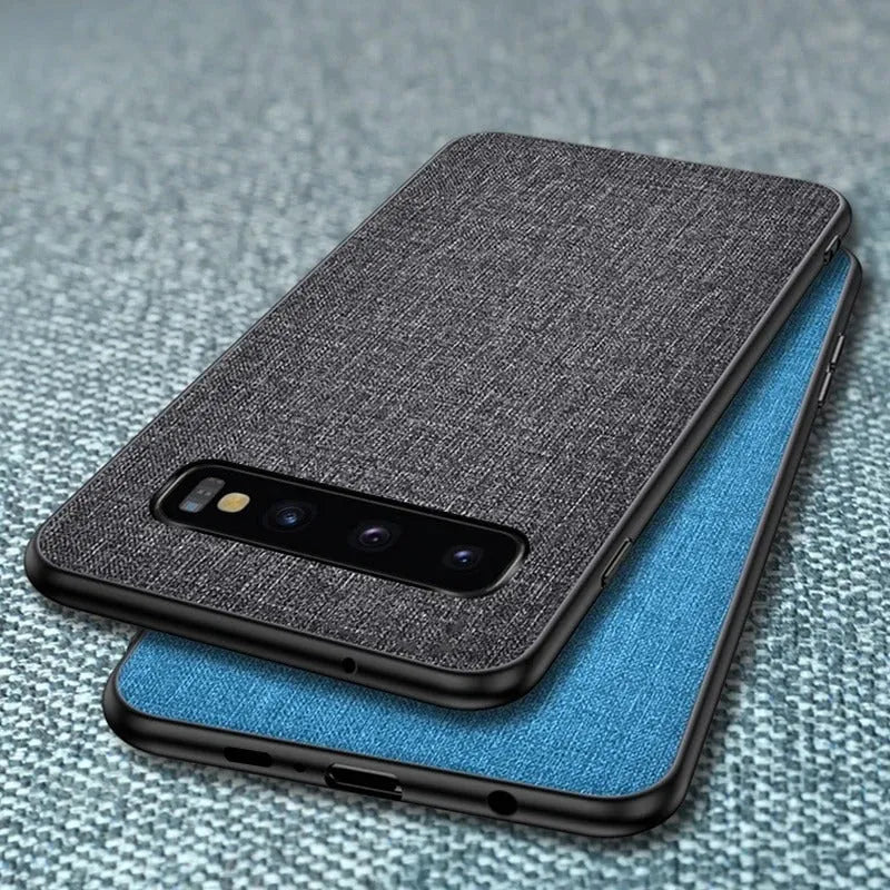 Canvas protective phone case for Samsung Galaxy S7 S8 S9 S10 models in assorted colours