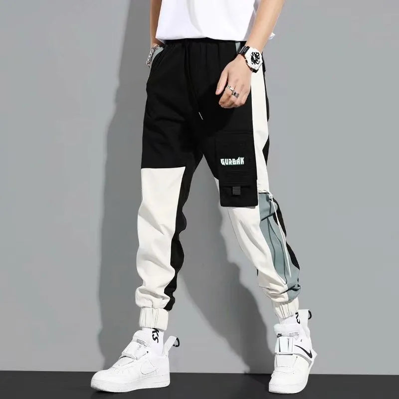 Men's cotton ankle-tied drawstring casual pants in black, skinny fit, non-iron finish