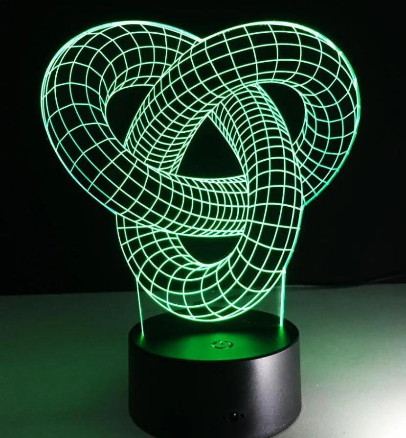 Knot 2 3D optical illusion LED lamp with hologram effect, USB powered, remote control or touch style