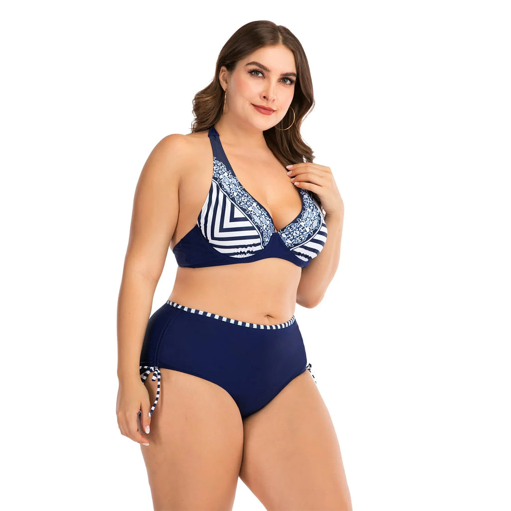 Underwire bikini with steel support and chest pads for fuller figures, polyester fibre, photo colour