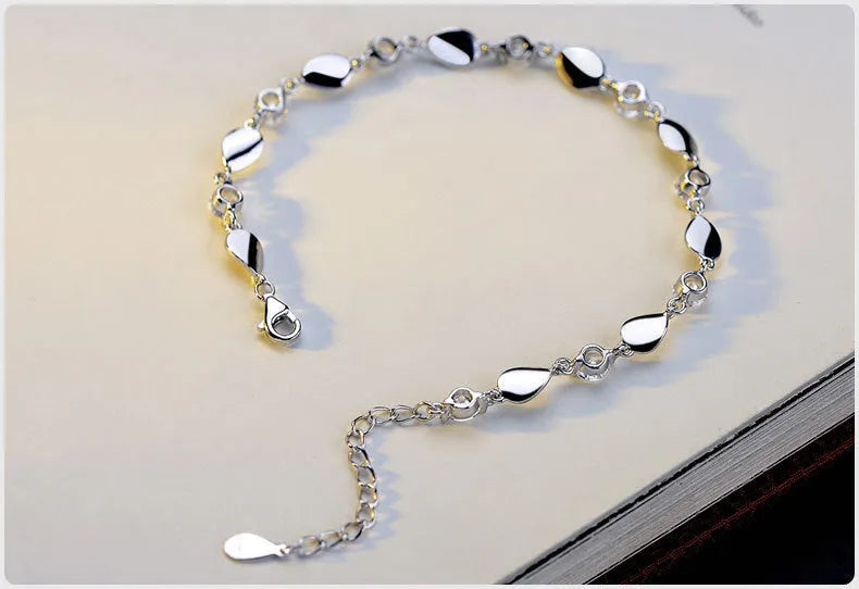 Diamond-encrusted 925 sterling silver bracelet with AAA+ zircon stones, bright white and silver, adjustable chain tail