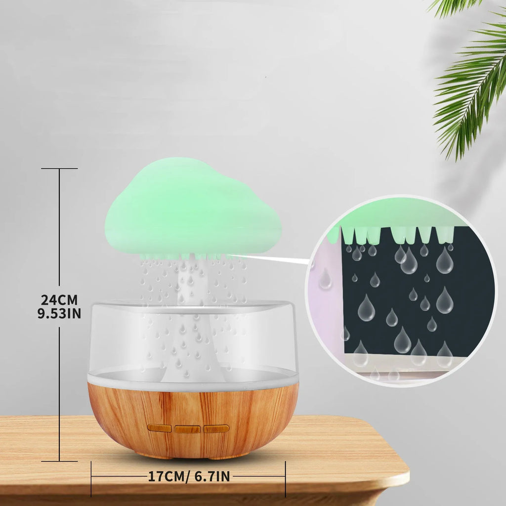 White cloud-shaped humidifier with essential oil diffuser and colour-changing night light.