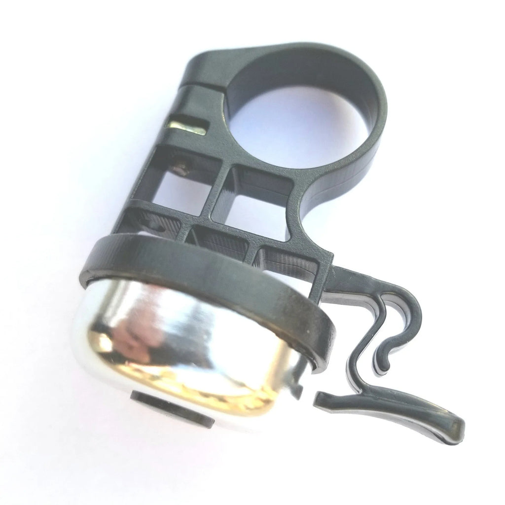 Metal mountain bike hand bell with 31.8mm clamp in silver finish