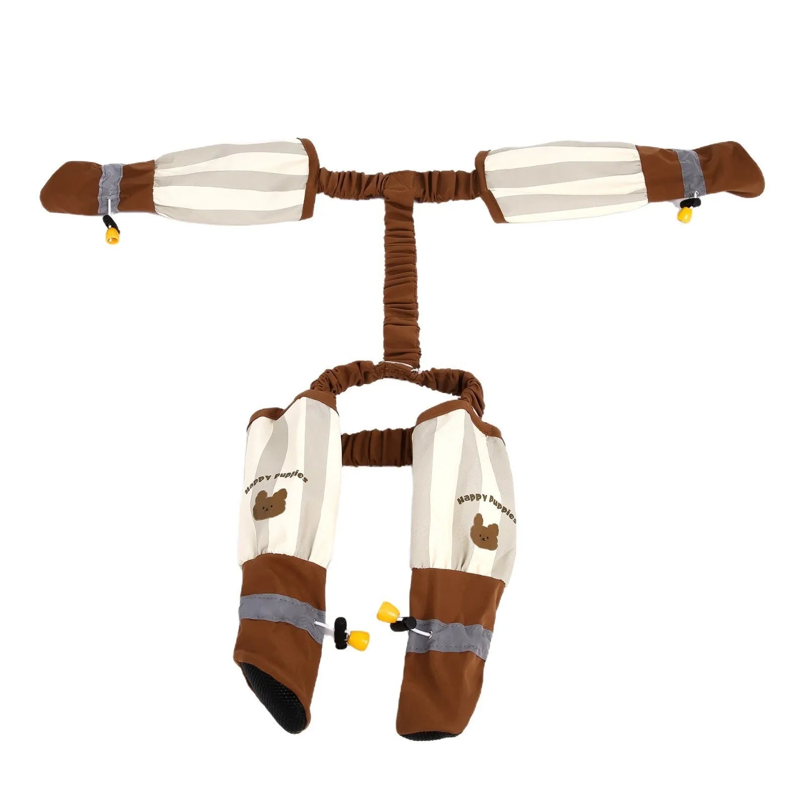 Beige stripe dog dustproof outing pants in skinny fit made of polyester for autumn winter