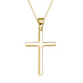 Sterling silver cross pendant necklace with yellow gold plating on 18 inch cable chain