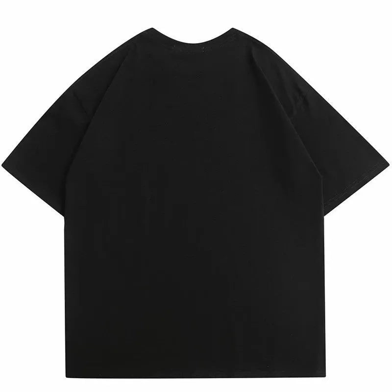 Men's loose black cotton t-shirt with Chinese style artistic retro Y2g printing