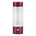Silver hydrogen water bottle with borosilicate glass construction and electric hydrogen generator