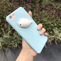 Cartoon cat design silicone phone case for iPhone models in black blue pink white colours