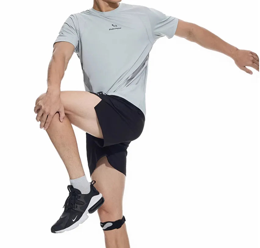 Black running shorts with laser-punched stitching on a manikin, showing stretch fabric for training.