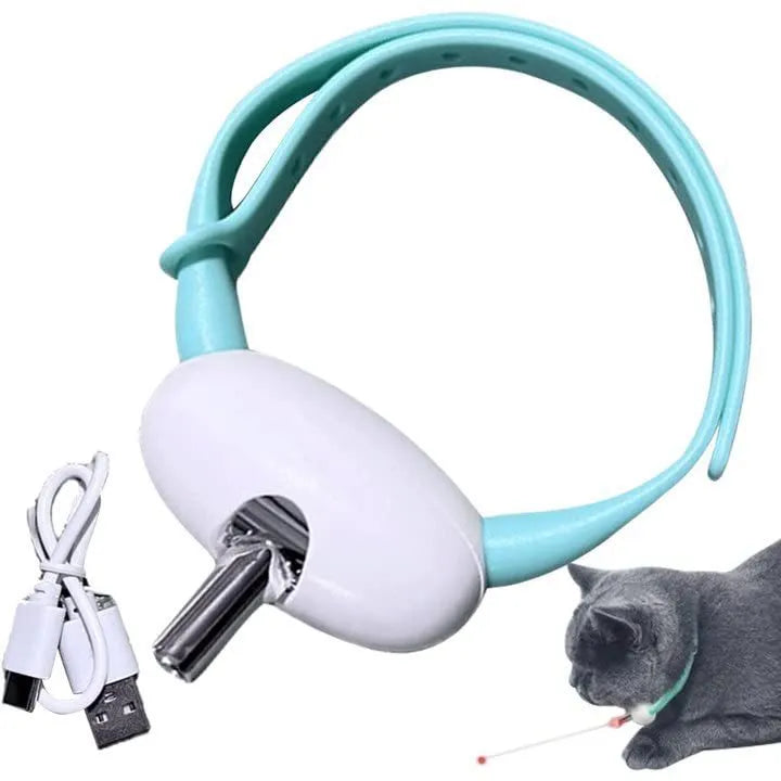 Smart USB charging laser cat collar in monochrome graphic colour made of PC and TPC materials