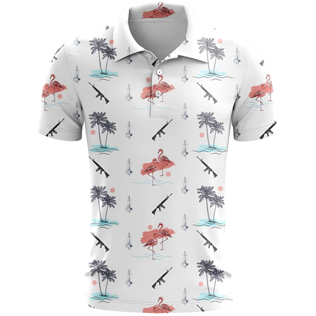 Man's loose-fit short sleeve sports t-shirt in lightweight birdseye polyester fabric on a hanger.
