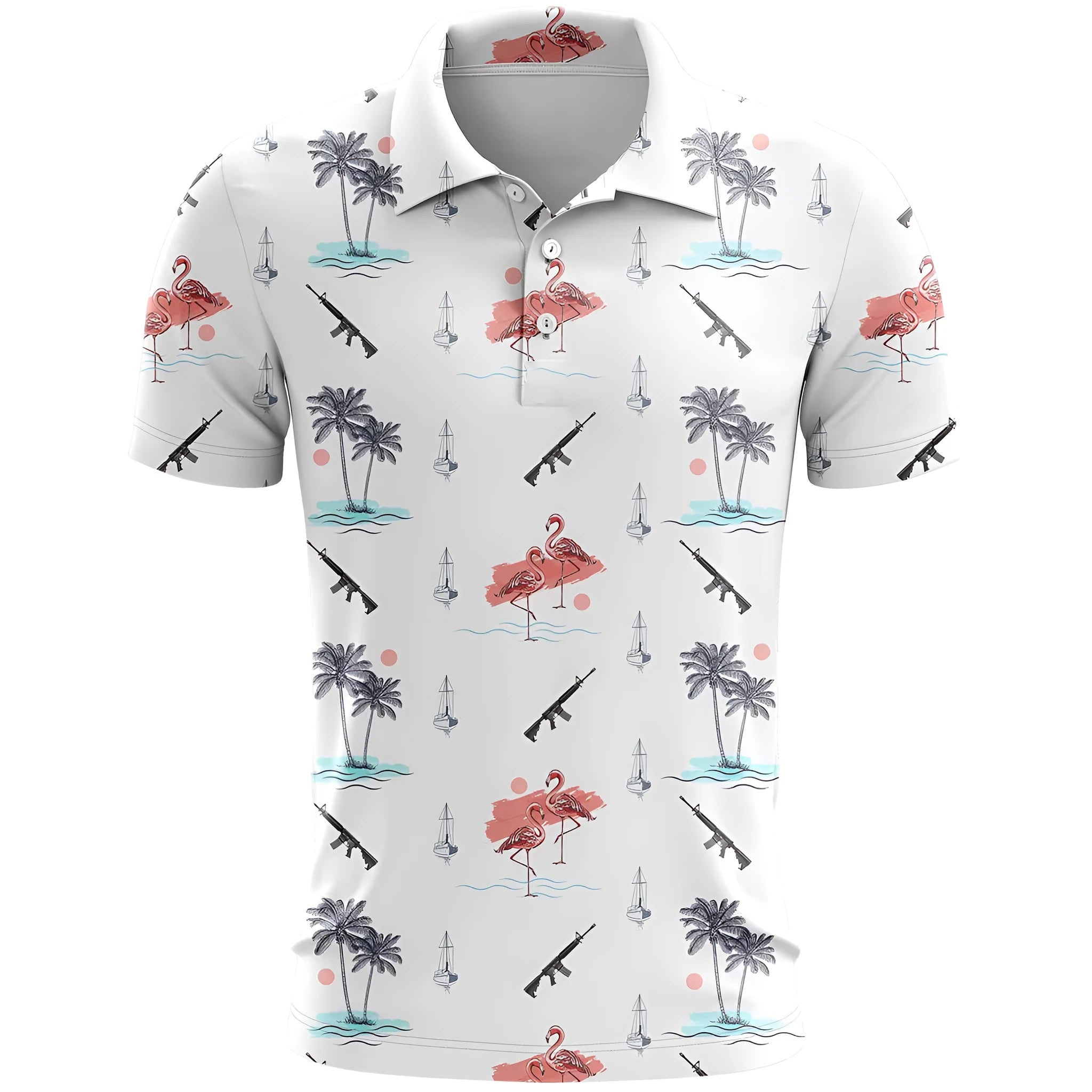 Man's loose-fit short sleeve sports t-shirt in lightweight birdseye polyester fabric on a hanger.