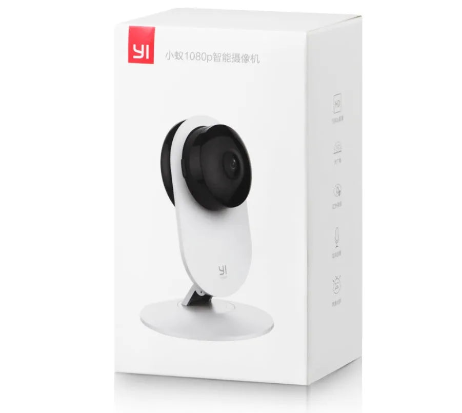 YI Home Camera 1080P white indoor security camera with 112° wide angle lens and night vision up to 9m