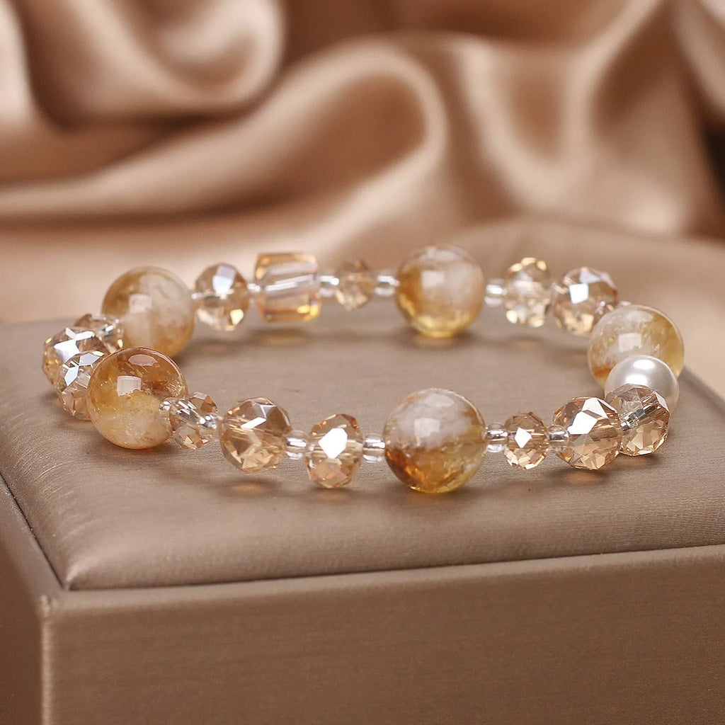 Women's light luxury artificial crystal bracelet in lemon crystal colour with animal and zodiac design