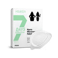 Four nano microneedle slimming patches on a PE sticker backing with ginger and mugwort root formula.