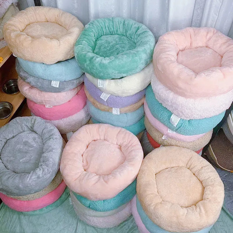 Small and medium pet bed dog mat in soft cloth, available in 35cm 45cm 58cm outer diameter sizes