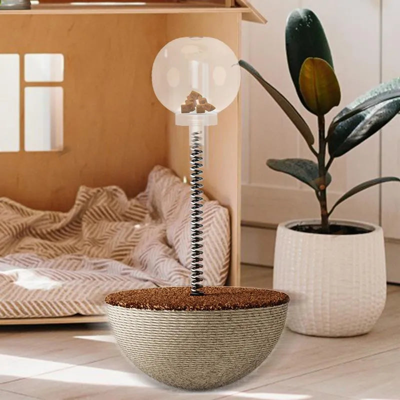 Auto-balancing cat interactive feeder toy for slow feeding and puzzle play