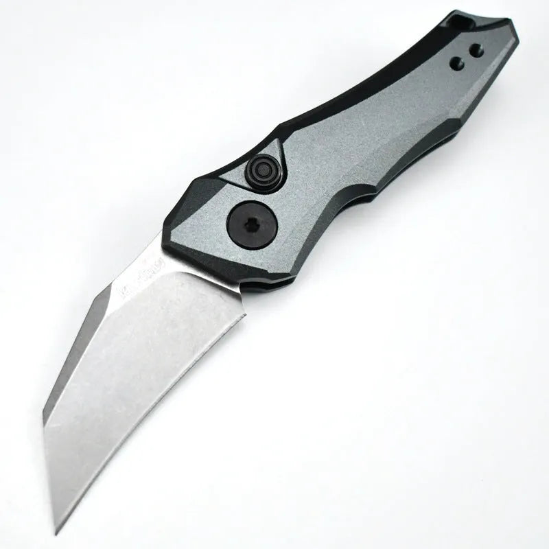 Outdoor folding pocket knife in black, grey or green, showing 150mm full length.