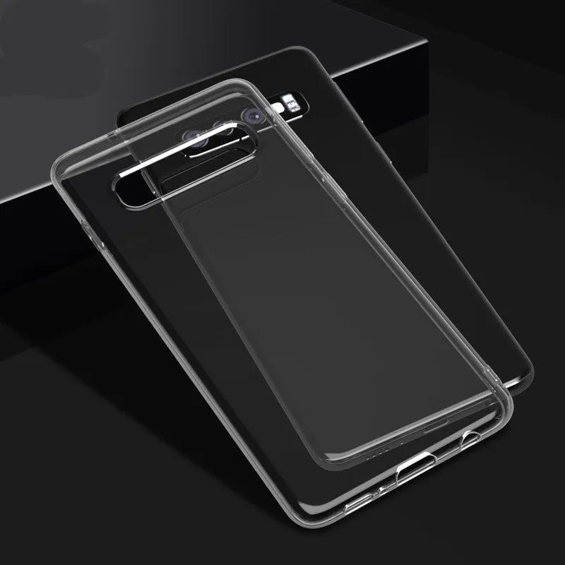 Transparent TPU mobile phone case for Samsung Galaxy S10 with flexible back cover and precise cutouts