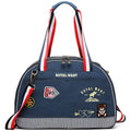 Blue denim pet bag with Japanese cartoon pattern for small dogs and cats